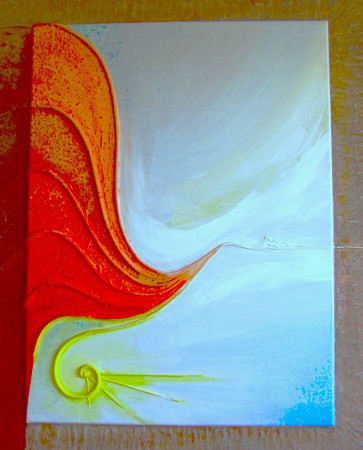 Lontano lontano.  .   .  (tecn.mista polim. su tela mis. cm. 80x100)  2025